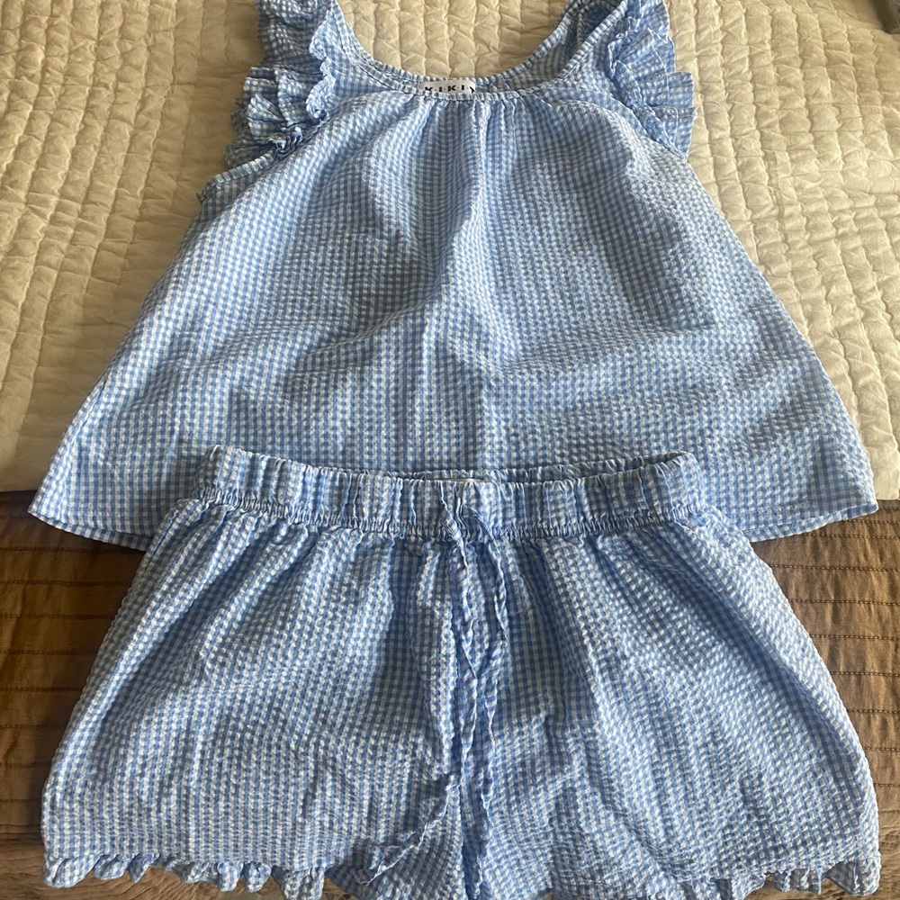 Blue Gingham Pajama Set